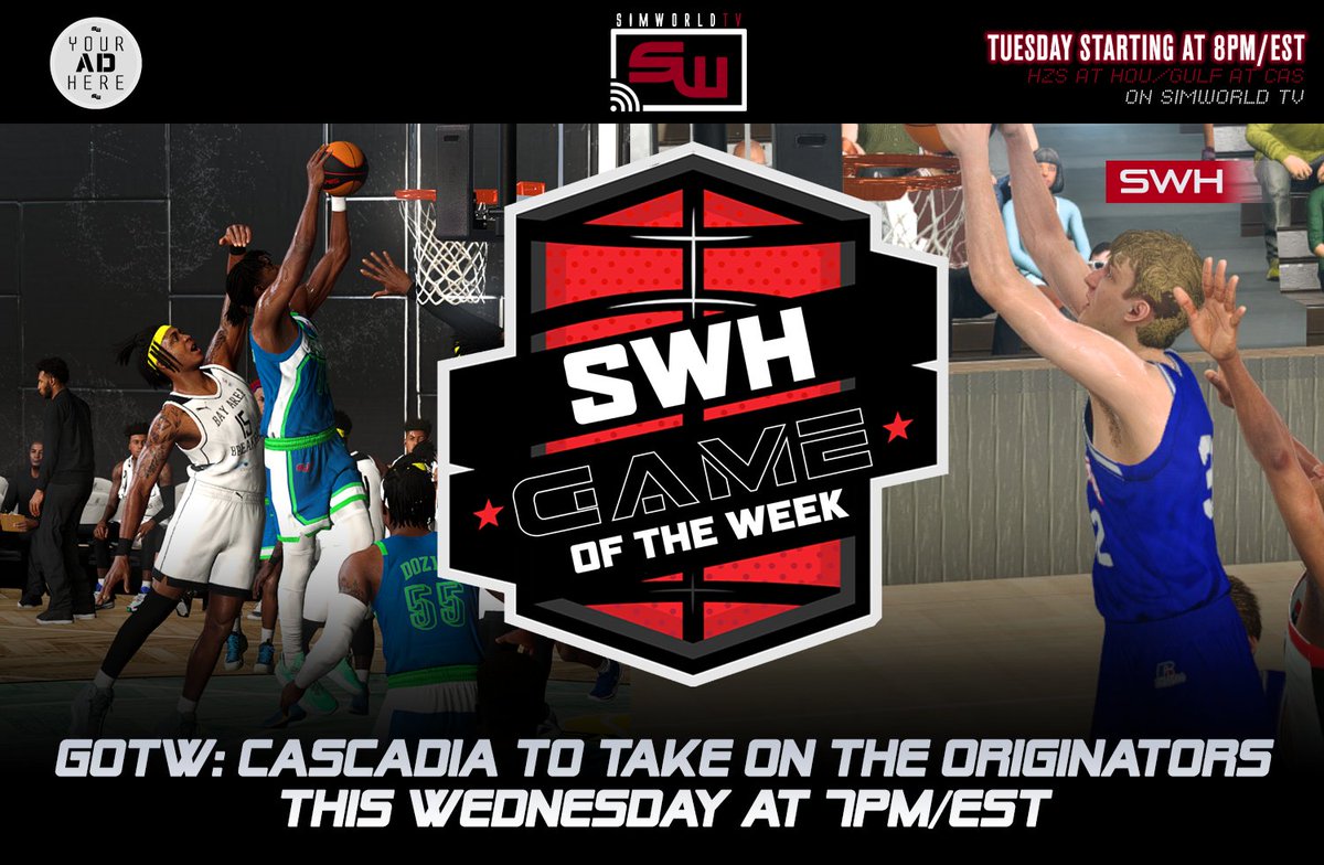 SimWorld4K's tweet image. SimWorld Hoops’ Game of the Week is Cascadia vs The ORIGINators!  Tune in on Wednesday at 7 pm/EST, this is not a game you will want to miss!!

discord.gg/simworldhoops &amp;amp; youtube.com/simworldtv

#SimWorld #SWTV #2k #nba2k #ncaa #bball #prep #hoopsdreams  #esports #experience