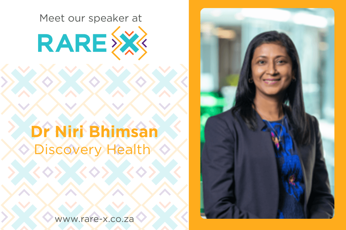 Meet Dr Niri Bhimsan 

Date: Thursday 15 February 
Time: 11h00 - 11h20
Topic: Private sector view 
Session: Health Technology Assessments 

Head over to www-rare-x.co.za to view the full programme of speakers and see all things Rare-X. 

#RDSA #Rare-x #Rarediseases