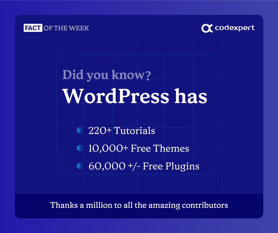 🌐 WordPress is packed with so many free resources. A big shoutout to all the incredible contributors. Tag your contributor friends and spread your gratitude. 😀

#FactOftheWeek