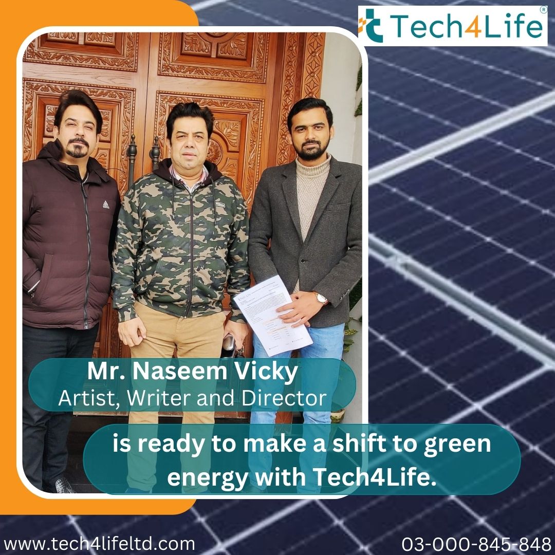 tech4lifeltd's tweet photo. 𝗠𝗿. 𝗡𝗮𝘀𝗲𝗲𝗺 𝗩𝗶𝗰𝗸𝘆 𝗫 𝗧𝗲𝗰𝗵𝟰𝗹𝗶𝗳𝗲
𝗠𝗿. 𝗡𝗮𝘀𝗲𝗲𝗺 𝗩𝗶𝗰𝗸𝘆 - Artist, Writer, and Director chooses to go green with Tech4Life.
The customized solar solution will help him to control the ever-increasing energy prices and get rid of load-shedding. https://t.co/t62HfY8G2k