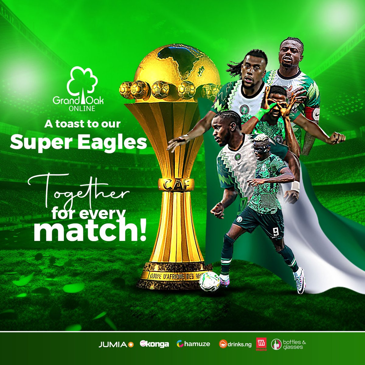 We wish the Super Eagles of Nigeria memorable victories in Ivory Coast.
The whole nation is united in support of you! Go Eagles

 @apperito_ng @houseofbacchus_ @calypsococonutliqueur
@lordsgin_ng @seamansschnapps <a href="/9jacaferhum/">9ja Cafe Rhum</a> @lordsgin_ng
#TotalEnergiesAFCON #afcon2023