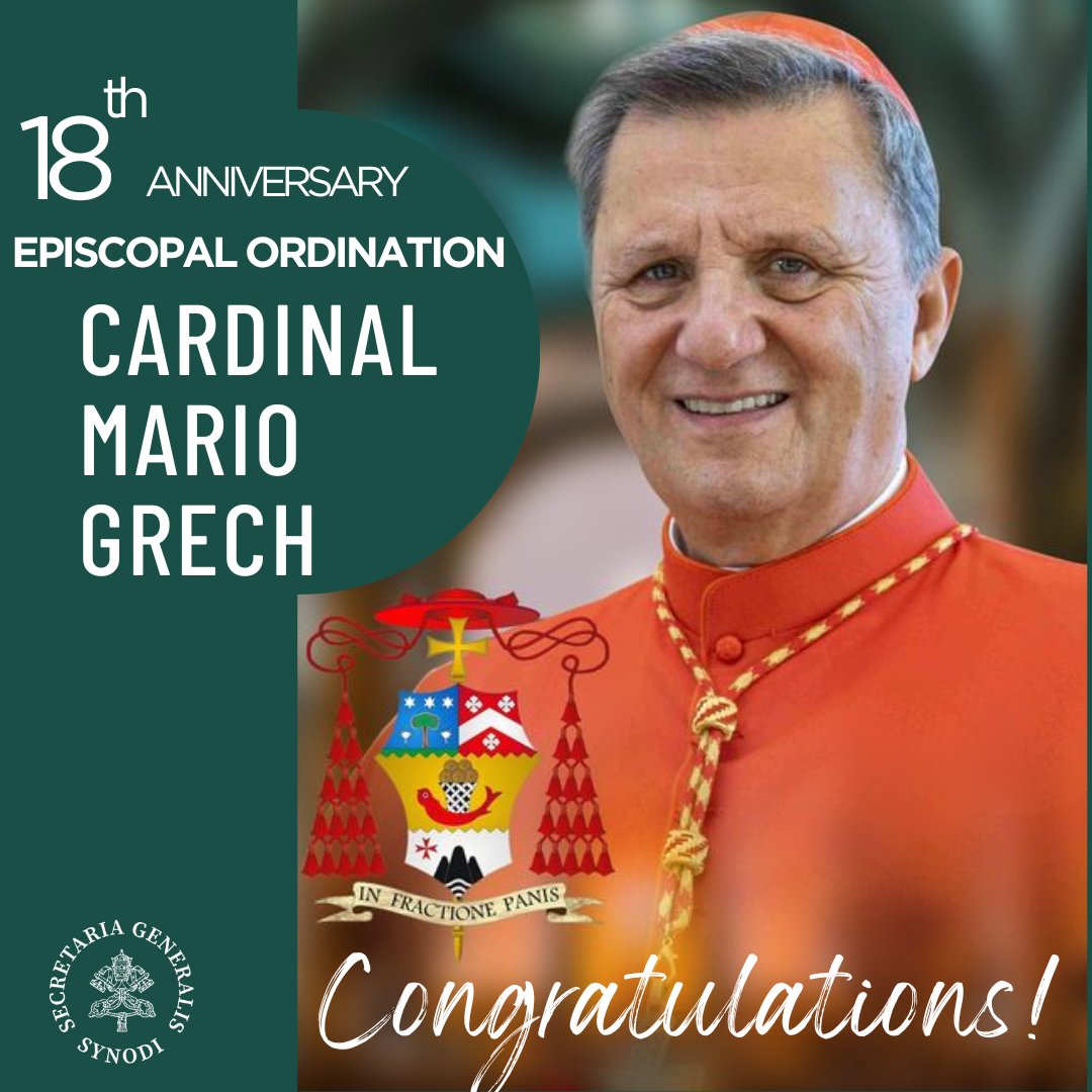 Synod_va's tweet photo. @GrechMario  is celebrating the 18th anniversary of his episcopal ordination today at @CathedralManila, with the #Philippines #Catholics @rcamaoc #PCNE. In gratitude, https://t.co/yg31CBxOq5 continues to pray for his life and ministry, especially during this process of Synodality https://t.co/6KvllAKsWm