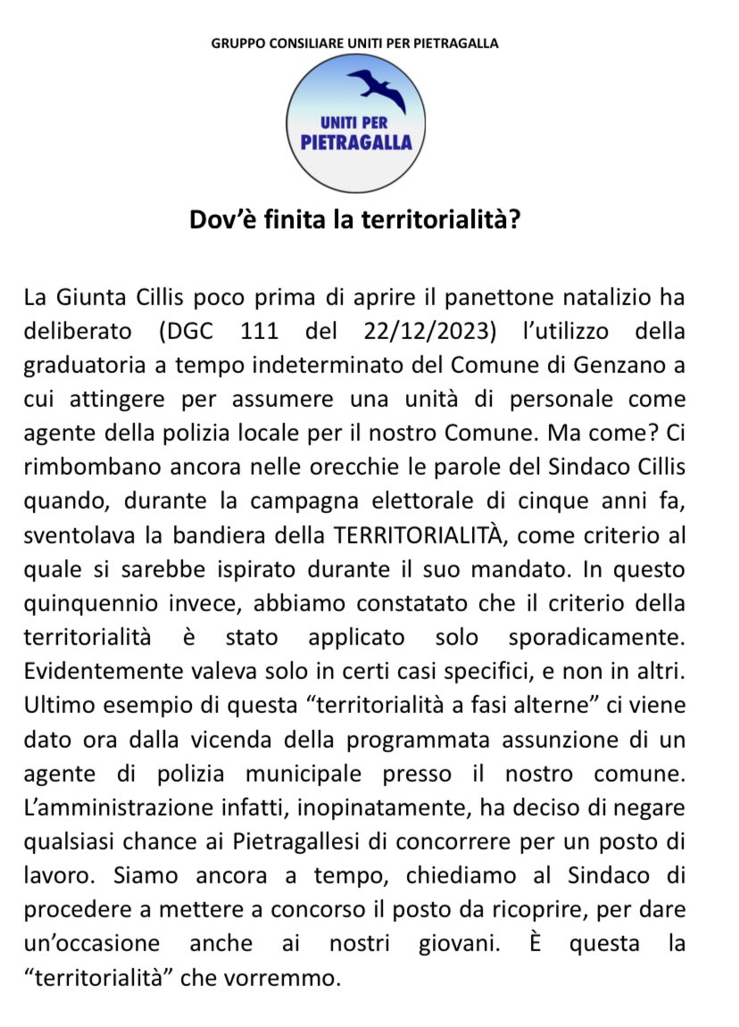PerPietragalla's tweet photo. DOV’È FINITA LA TERRITORIALITÀ? https://t.co/Z7O360IvvP