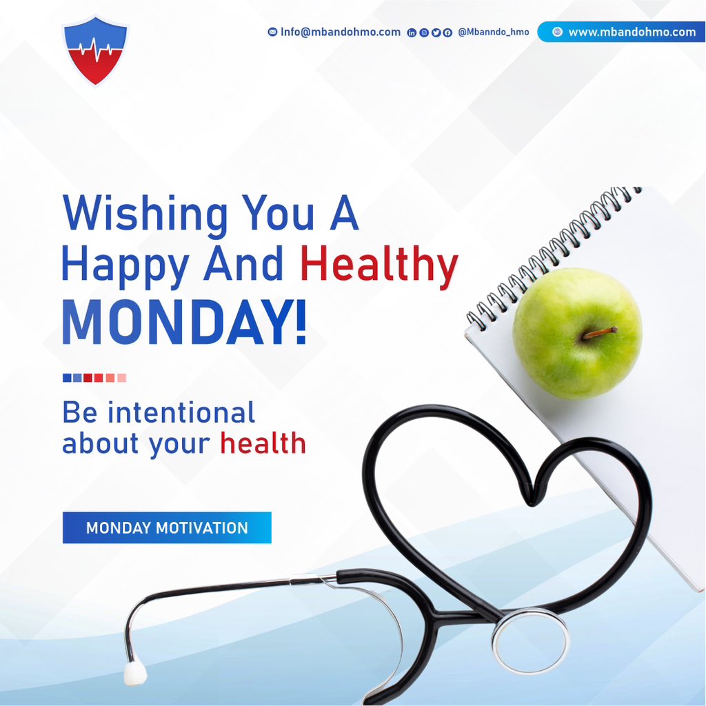 Wishing You A Happy And Healthy MONDAY! Be intentional about your health.
#healthymonday #mondaymotivation #healthfirst #healthy #mbandohmo #mbandocare #wellness #healthcare