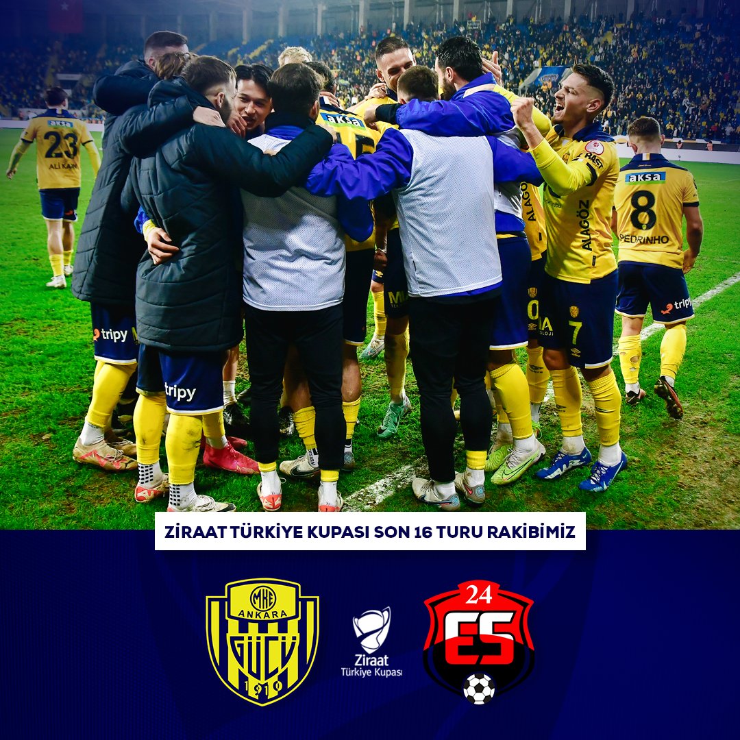 Ankaragucu's tweet photo. Ziraat Türkiye Kupası Son 16 Turu'ndaki rakibimiz Anagold 24Erzincanspor oldu.

Karşılaşma 6, 7 veya 8 Şubat tarihlerinde Eryaman Stadyumu'nda oynanacaktır.

#KupaBeyi https://t.co/FOZEPIKeZD