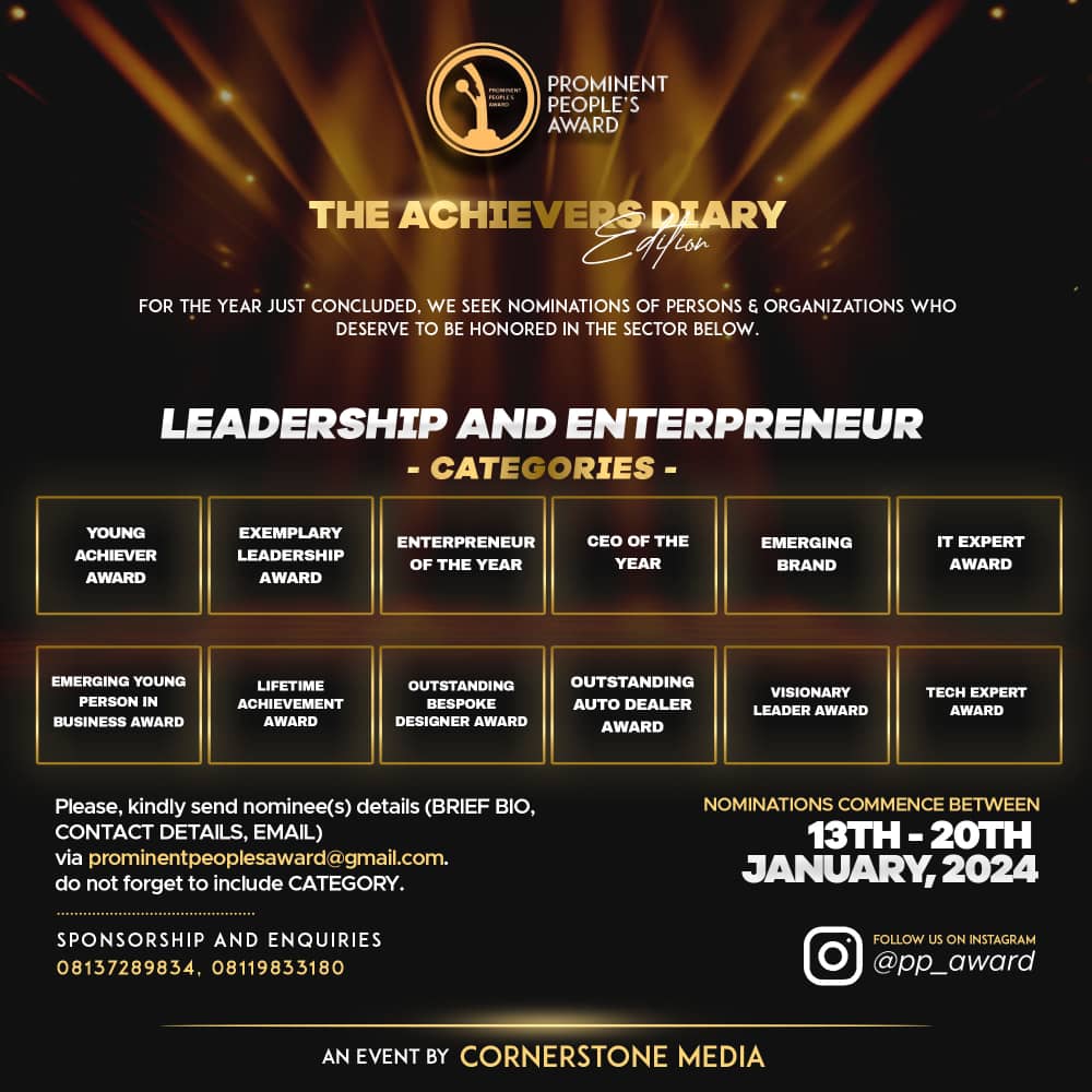 ImpressMedia347's tweet photo. Abuja, get ready to applaud brilliance! 🎉 Nominate those who deserve the Prominent People's Award. It's time to recognize outstanding achievements. #PPA2024 #Nominatenow 
@PBATMediaCentre @Y4TInitiative @PoliceNG https://t.co/jgReQjntrG