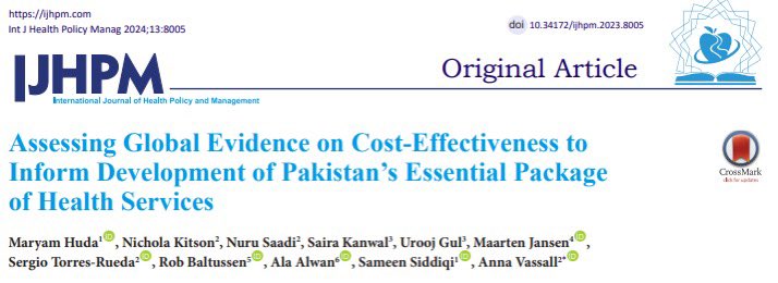 The recent paper by @Maryam_huda67 @sameen_siddiqi et al. presents the first attempt to use the main public GH-CEA database to estimate cost-effectiveness in the context of HBPs at a country level. This approach will support future evidence generation in the area
@IJHPM