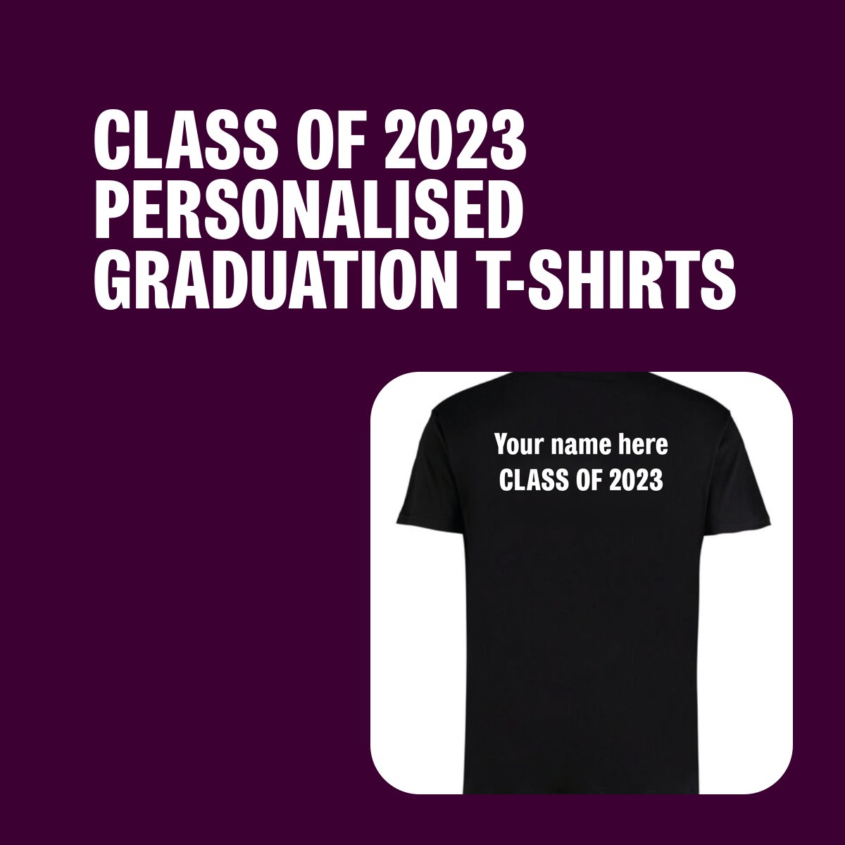 CLASS OF 2023 PERSONALISED GRADUATION T-SHIRTS!
Order your personalised class of 2023 t-shirt from Official Merchandise. Place your order online before 4pm on Friday 26 January, for delivery or collection in store.

Order now: merchandise.york.ac.uk