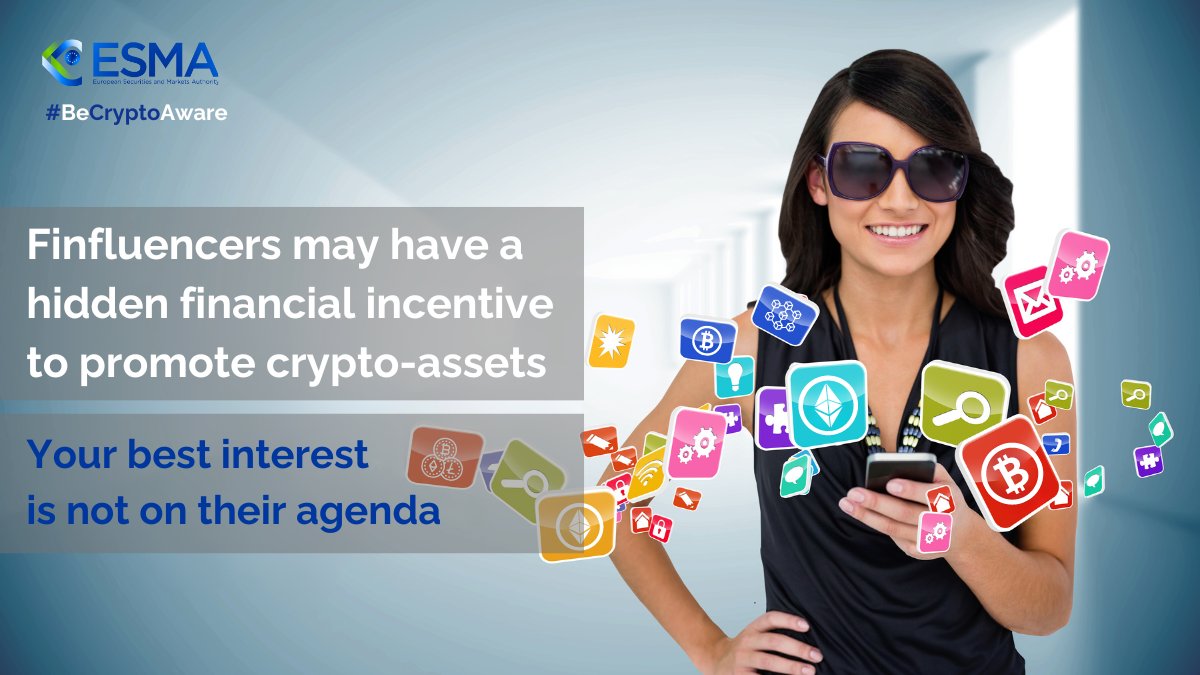 Too many so-called 'experts'...everywhere online 👀

#BeCryptoAware of hidden conflicts of interest when taking financial advice on crypto-assets from social media. 

Finfluencers may be paid 💶 to market those products or services🤔 #MiCA

europa.eu/!k93WPK