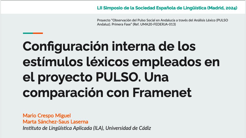 Hoy comienza en Madrid el LII Simposio de la @infoseling. Nuestro panel sobre variación léxica empieza mañana, ¡os esperamos! 
Yo participo con sesión doble sobre el proyecto Pulso (pulsoandaluz.uca.es), muy bien acompañada.