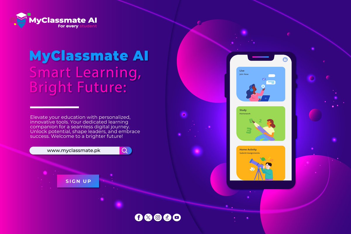myclassmatelms's tweet photo. My Classmate AI - Smart Learning, Bright Future!

Elevate your education with personalized, innovative tools. Your dedicated learning companion for a seamless digital journey. Unlock potential, shape leaders, and embrace success. Welcome to a brighter future. https://t.co/Un9uJaXn38
