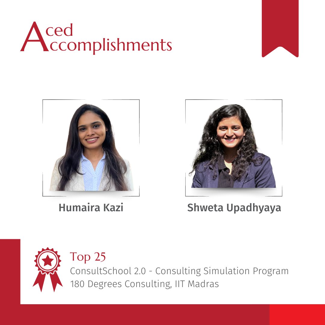 kjsimofficial's tweet photo. K J Somaiya Institute of Management congratulates Humaira Kazi (@hummii_k) and Shweta Upadhyaya (MBA, 2022-24) for securing a position in the top 25 of Consultschool 2.0 organised by IIT Madras (@iitmadras), a four-week consulting immersion program of case studies and consulting.

The Institute is proud of their extraordinary achievements, passion, and hard work. These accomplishments are a testament to the rigorous academic environment and industry-relevant education fostered by the Institute. 

#KJSIM #KJSomaiyaInstituteofManagement #MBA #Management #Competition #Consulting