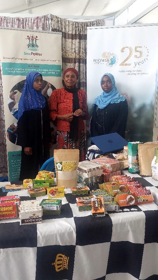 Impressive display! Over the last two weeks, Sea PoWer supported the attendance of two #women seaweed farmers to #Zanzibar’s annual ‘Mapinduzi’ International Trade Fair and Exhibition, 7-19 January 2024, and gave #seaweed some visibility.