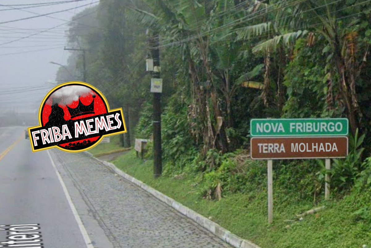 FribaMemes's tweet photo. Já são tantos dias de chuva que mudaram a placa da entrada da cidade https://t.co/7wec3ymrkN