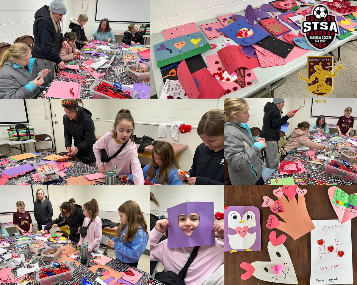 dcfcnorth's tweet photo. The Detroit City FC Youth North U11 girls put their creativity to the test this weekend to make Valentine’s for a local senior living campus. 
#dcfcnorth #dcfcnorthcommunity #stsa #stsacommunity 
SAGINAW TOWNSHIP SOCCER ASSOCIATION https://t.co/4owMB8a4rj