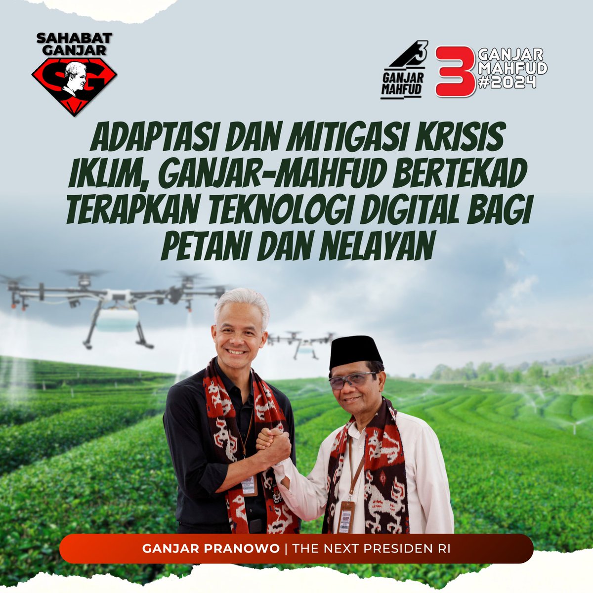 Adaptasi dan Mitigasi krisis iklim, Ganjar-Mahfud bertegad terapkan teknologi digital bagi petani dan nelayan

#SahabatGanjar #GanjarPranowo #Ganjar #MenangkanGanjar #GenerasiGotongRoyong