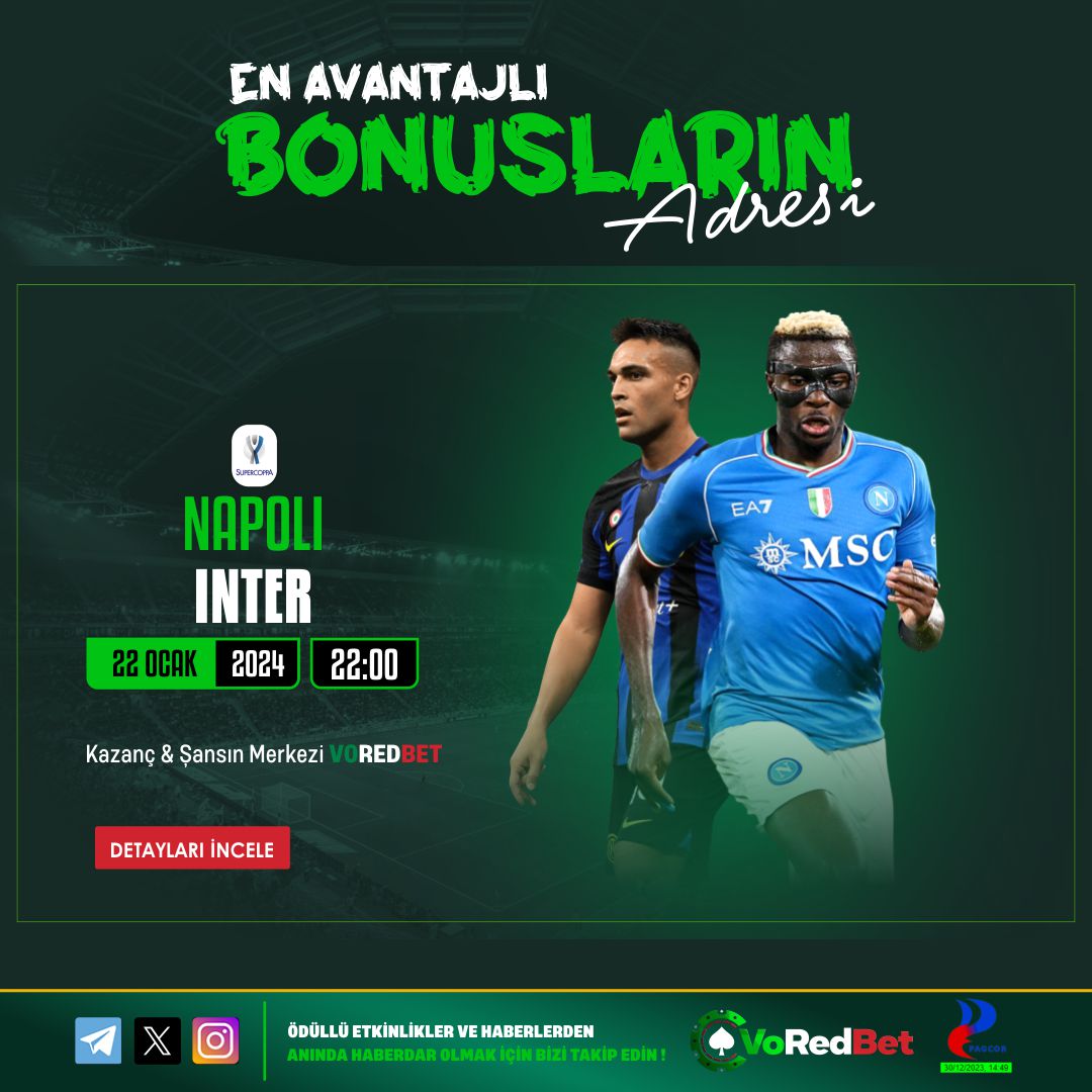 🎯#Voredbet kazanmanın tek adresi!

🎰Günün Maçı #Napoli vs #İnter

🎁#freebetler ve 7/24 #güvenilir #hızlı #çekim garantisi;

📲vored.vip

 #skor #tahmini #canlı #bahis #günün #maçı #voredbetcom #voredbetgiris #freebet #casino #slot