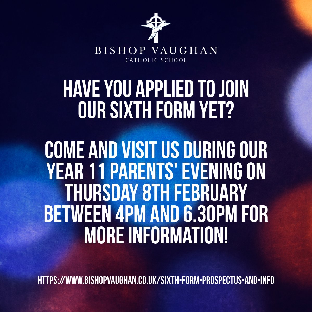 Are you a Year 11 student but not at Bishop Vaughan? Would you like to know more about our Sixth Form? Come and see us at our Year 11 Parents' Evening on Thursday 8th February between 4pm and 6.30pm. Find out what your options would be for joining us in September 2024!