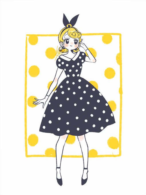 「blonde hair polka dot background」 illustration images(Latest)