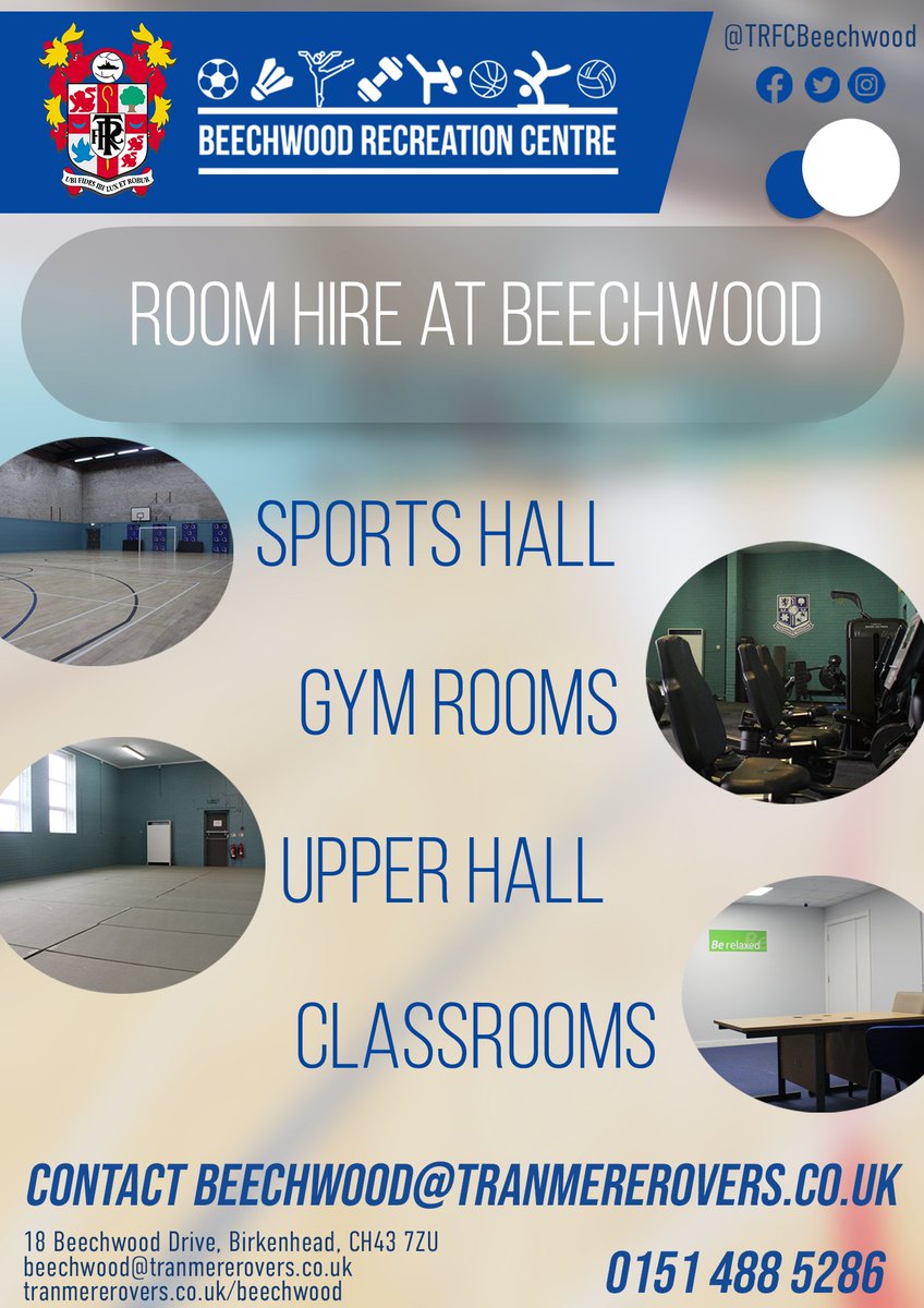 ⚽️ Why not hire one of our rooms here at Beechwood for your PT sessions, football groups, or classes? We have great prices - contact Beechwood@tranmererovers.co.uk or call us on 0151 488 5286 for more information now. #TRFC #SWA