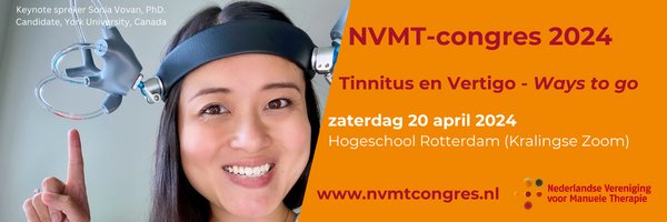 Update NVMT-congres - Tinnitus en Vertigo: Ways to go
Een van de keynote sprekers tijdens het NVMT-congres op zaterdag 20 april is Sonia Vovan, PhD. Candidate aan de York University uit Canada.

Meer weten? Of wil je je aanmelden? Bezoek dan de website nvmtcongres.nl