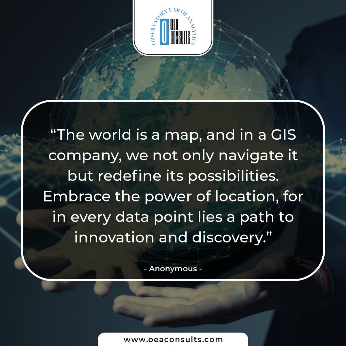 ConsultsOea's tweet image. Navigating the data landscape with precision and purpose. 🗺️✨ Join us on the journey of GIS innovation and exploration. 🚀 #GISInnovation #DataMapping #MotivationMonday