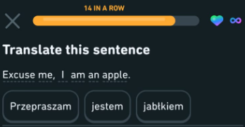 Bu kadar zamandır insanım sanıyordum, meğersem elmaymışım. 
Teşekkürler, Duolingo.