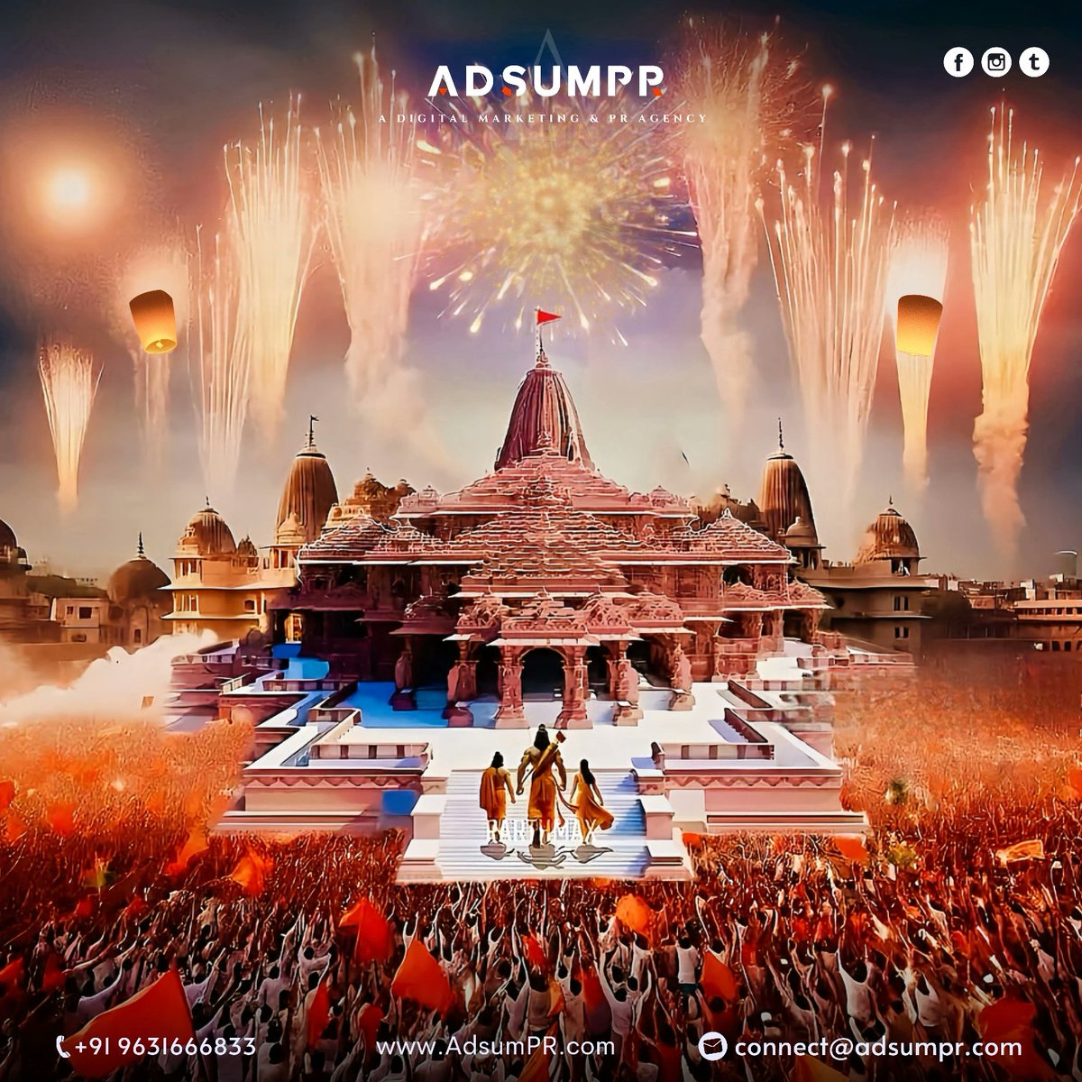 adsumpr's tweet photo. Generations in the making, today is the day we've all been waiting for! 🙏 Today marks a historic moment as Shree Ram Mandir in Ayodhya comes to life with the Pran Pratishtha Ceremony! Jai Siya Ram! 🕊️🚩🙏 

#JaiSiyaRam #JaiShreeRam #RamMandirAyodhya  #RamMandirPranPrathistha https://t.co/9xGWKJJMpU