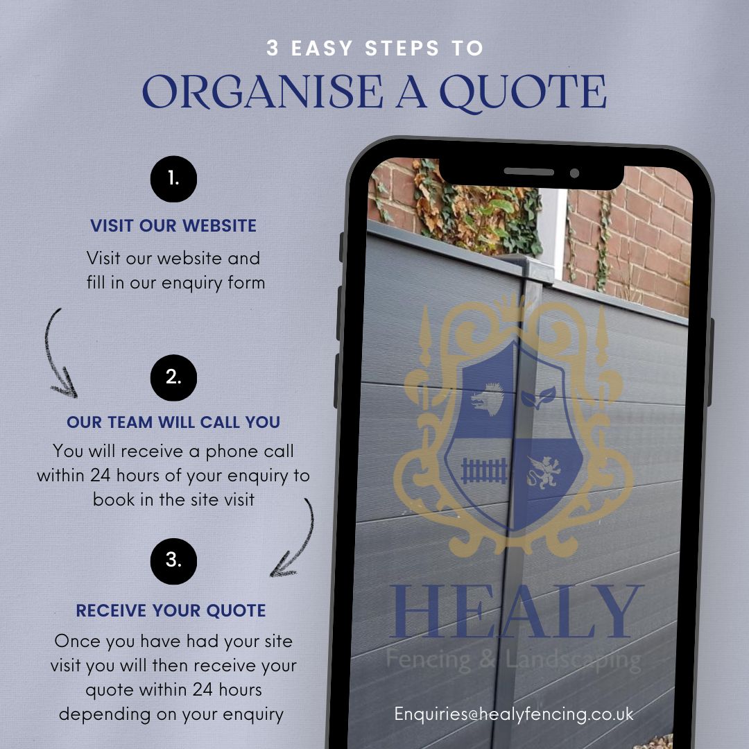 Your fencing and landscaping needs quoted for in just 3 easy steps...

#FencingSolihull #FencingWestMidlands #HealyFencing