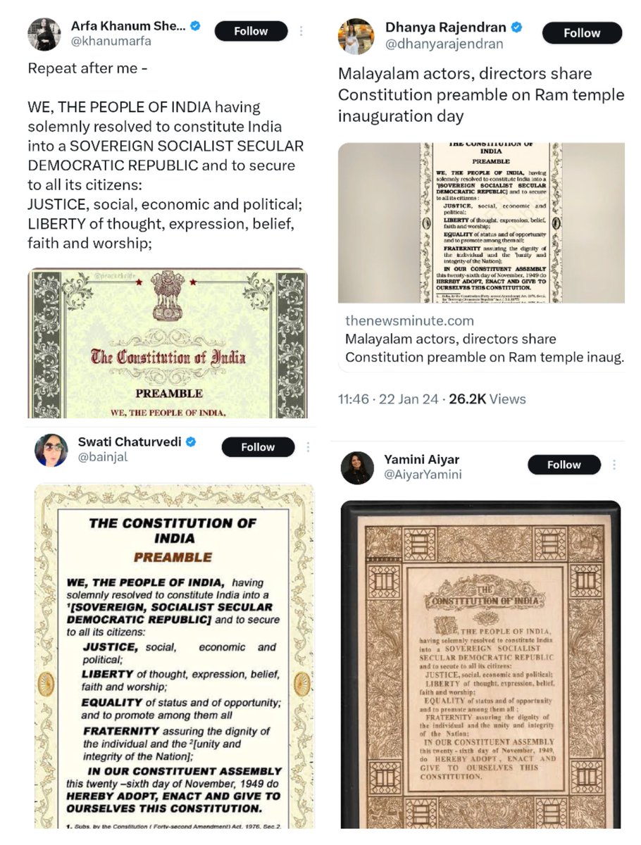 Mother of all meltdowns. Pran Pratishtha Edition🧵 Constitution (1/n)