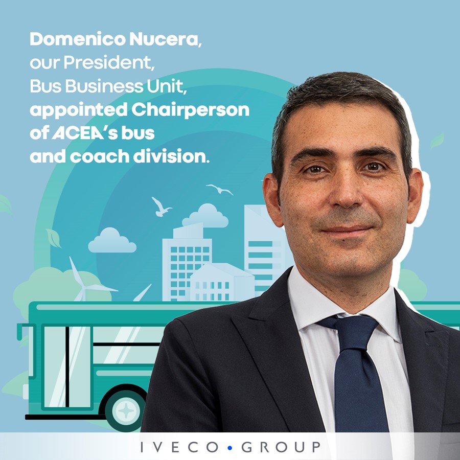 We are proud to share that the @ACEA_auto has appointed Domenico Nucera, our President, Bus Business Unit as Chairperson of its bus and coach division. Read the full press release to find out more: ivecogroup.com/media/brand_pr… #WeGoBeyond