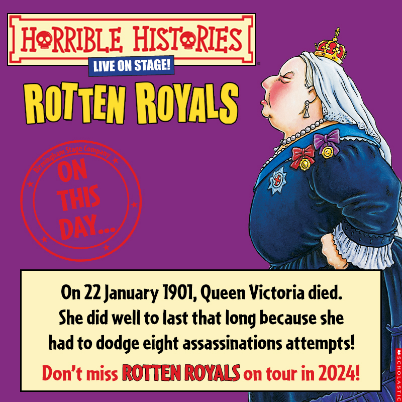 She's been gone 123 years... but she's coming back! See Queen Victoria in #HorribleHistories Rotten Royals at a theatre near you this year! birminghamstage.com