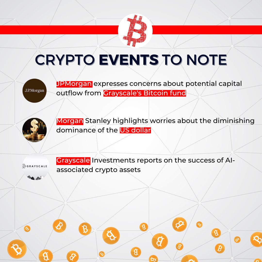 abplive's tweet photo. #ABPLiveCryptoWatch β’ #CryptoWeekAhead | JPMorgan expresses concerns about potential capital outflow, Morgan Stanley highlights worries about the diminishing dominance of the US dollar, Grayscale Investments reports on the success of AI-associated crypto assets
Check what's ahead for crypto investors this week: πhttps://t.co/snEq8PAuuX
#Crypto #CryptoNews #ABPLive