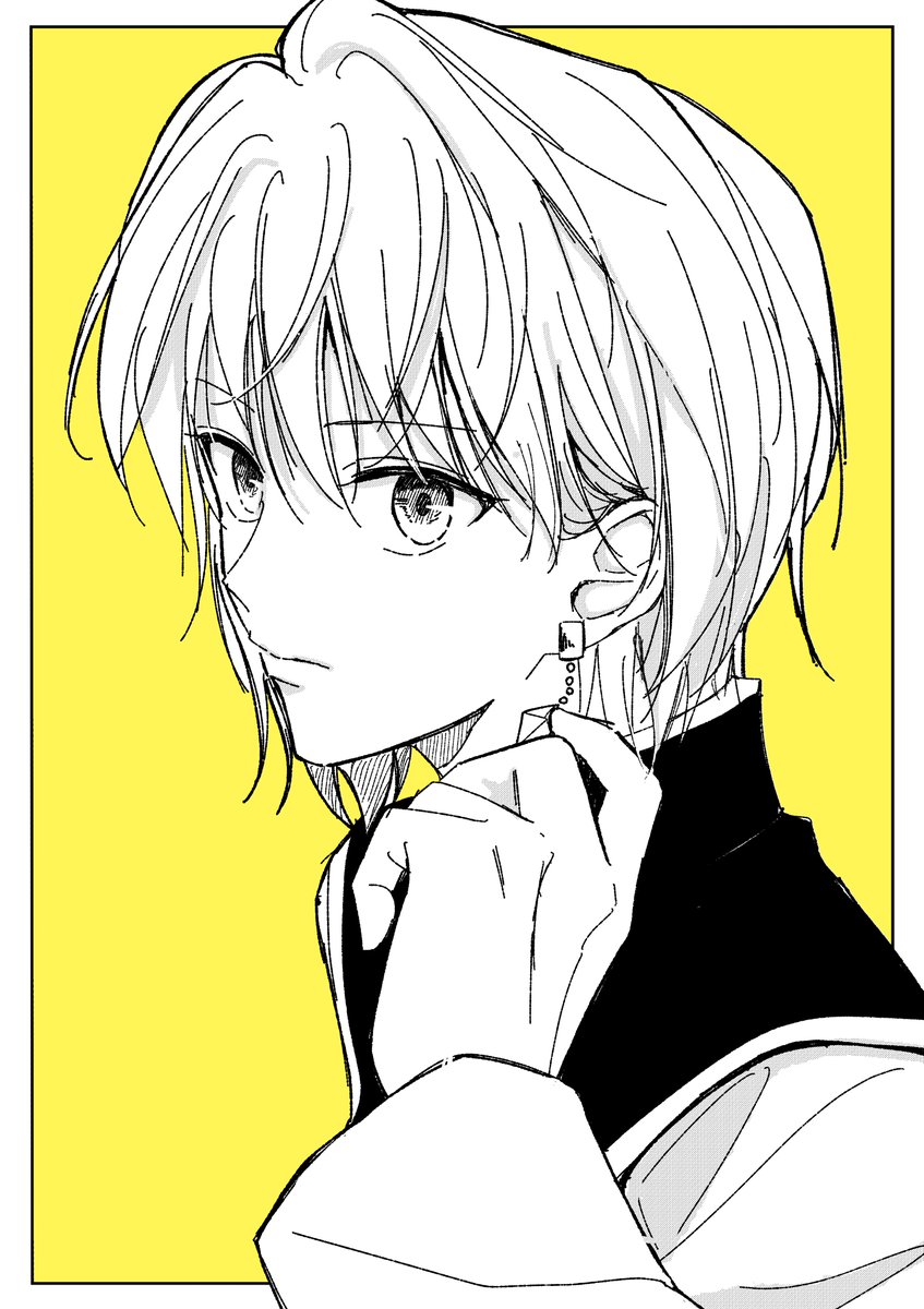 kurapika jewelry earrings solo 1boy male focus yellow background looking at viewer  illustration images