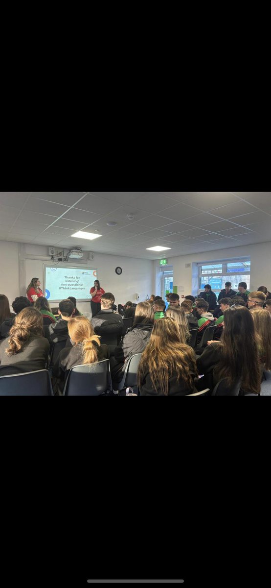 Míle buíochas le Lauren &amp; Zofia ó <a href="/mtu_languages/">MTU_LANGUAGES</a> <a href="/MTU_ie/">Munster Technological University</a> <a href="/MTU_Intl/">MTU International</a> a bhí ar chuairt linn ar an nDéardaoin. Mhínigh said go soiléir do na daltaí idirbhliana faoina féidearthachtaí atá ann staidéar a dhéanamh ar Ghnó Idirnáisiúnta &amp; Teangacha. #MTULanguageAmbassadors