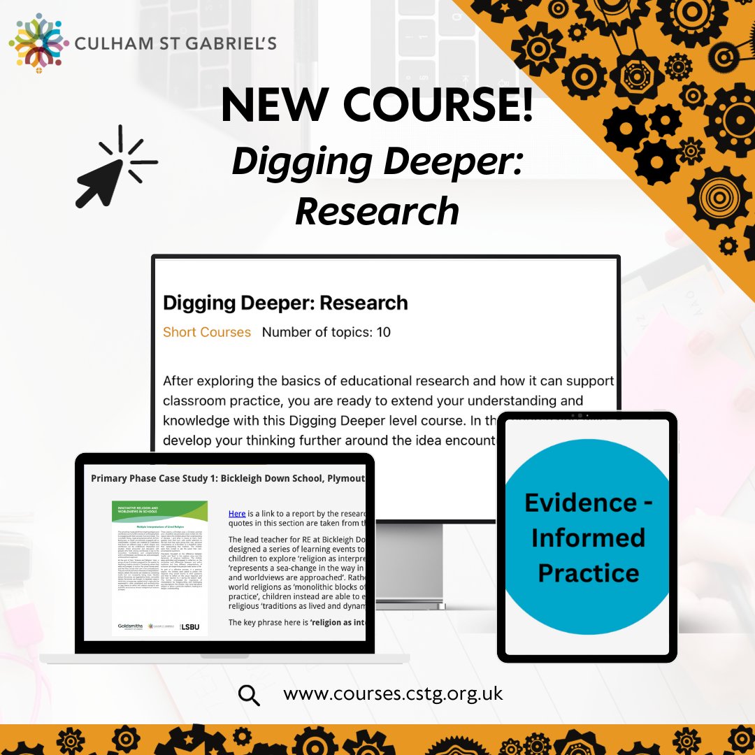 A new year means new courses! Check out our latest addition 'Digging Deeper: Research'. Cultivating a research-based approach can be used to effect change in your classroom practice and improve pupil outcomes! courses.cstg.org.uk #TeamRE #ProfessionalDevelopment
