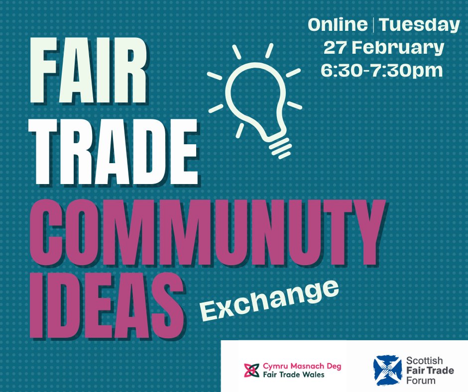 An opportunity to exchange ideas with other Fair Trade groups and communities🙌 All Fair Trade supporters and campaigners welcome, and we'll be joined by our counterparts in Scotland🏴󠁧󠁢󠁳󠁣󠁴󠁿 tickettailor.com/events/scottis…