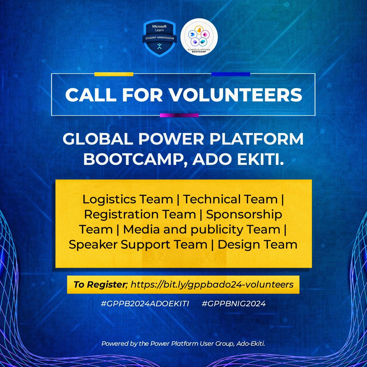 mlsa_eksu's tweet photo. CALL FOR VOLUNTEERS.🔊

We are on the lookout for passionate and skilled volunteers to join the GPBB team of Volunteers and advance the course of its success.

Join our team and let's make  impact together! 
We can't wait to have you on board!🥳

https://t.co/6o0LPn88kA https://t.co/OyPZhvDdNI