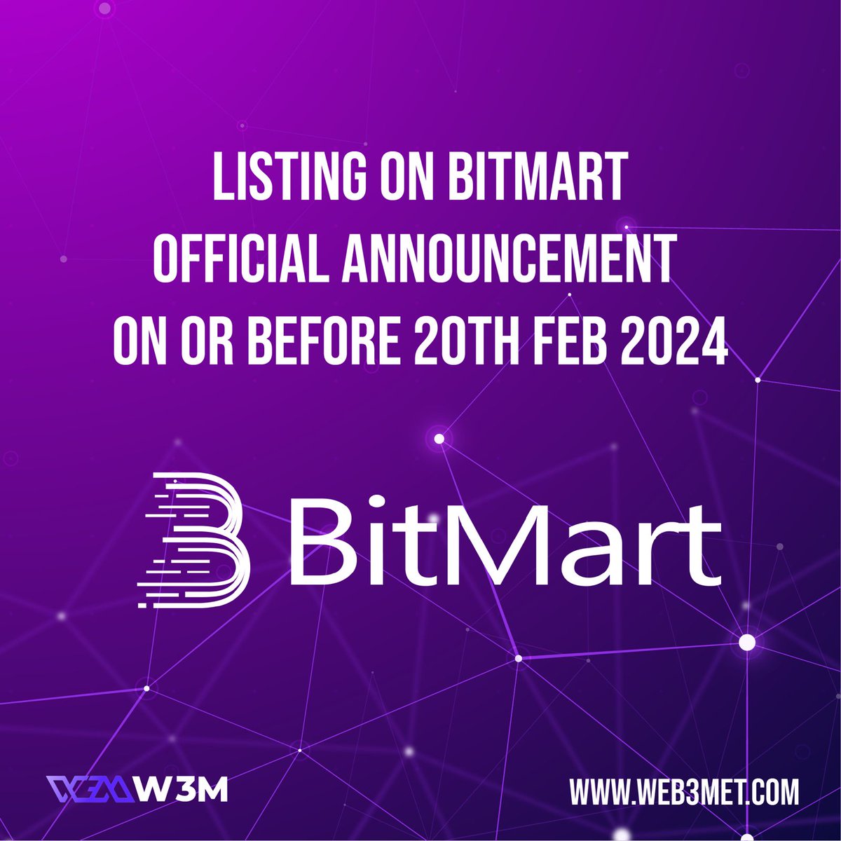 Unveil the future of our project as we proudly announce our listing on the prestigious Bitmart centralized exchange. Join us on or before February 20, 2024, as we mark this significant milestone in our journey.