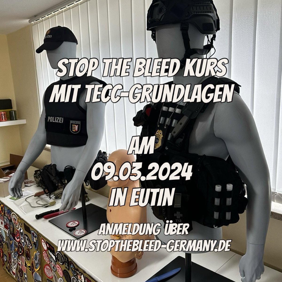 Ebbersmeyer's tweet photo. Für den Stop the bleed-Kurs mit TECC-Grundlagen am Samstag 09.03.2024 in Eutin sind noch Plätze frei. 
Anmeldung über unsere Website https://t.co/EZ0kDFup1O

#firstaid #erstehilfe #feuerwehr #firstresponder #polizei #bushcraft #ifak #tccc #tecc #ersthelfer #112 #sanitäter https://t.co/rdgUkZt1DS