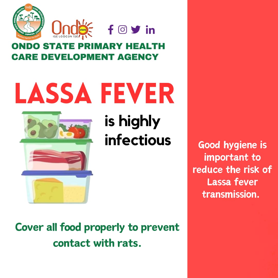 osphcda's tweet photo. Do NOT eat contaminated food with the urine or feces of rats.
Food safety is important in preventing #LassaFever.
Ensure proper storage of all food in tightly closed containers.
#StopLassaFever
@BANigeria @NphcdaNG @NCDCgov @CPHIA_AfricaCDC @Fmohnigeria @USAIDNigeria https://t.co/INdDy90NPV