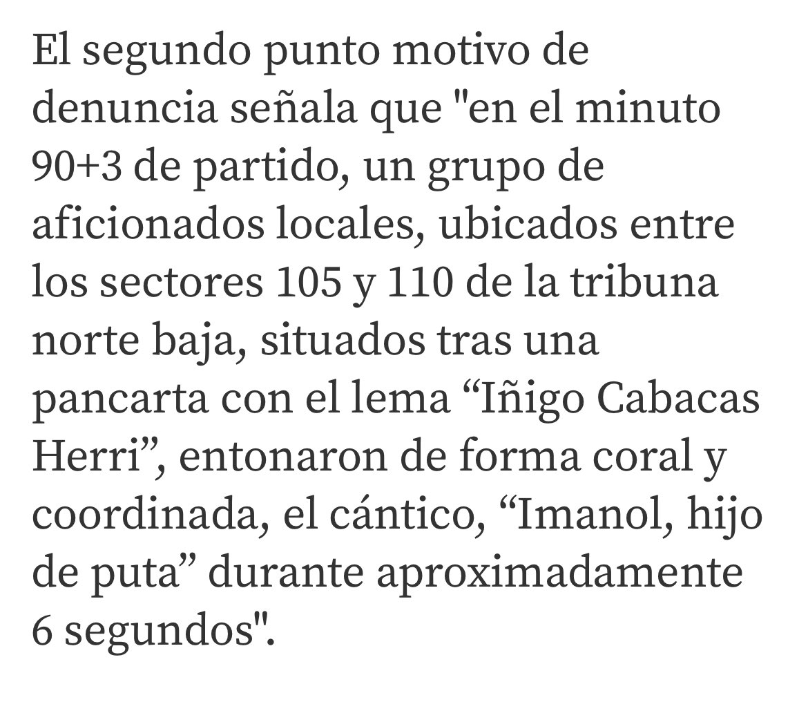 Denuncia al Comité de Competición y Comisión Ética por cánticos de “Imanol hijo de ****”, registrados en el derbi vs #RealSociedad en las gradas de San Mamés.

Vomitivo.