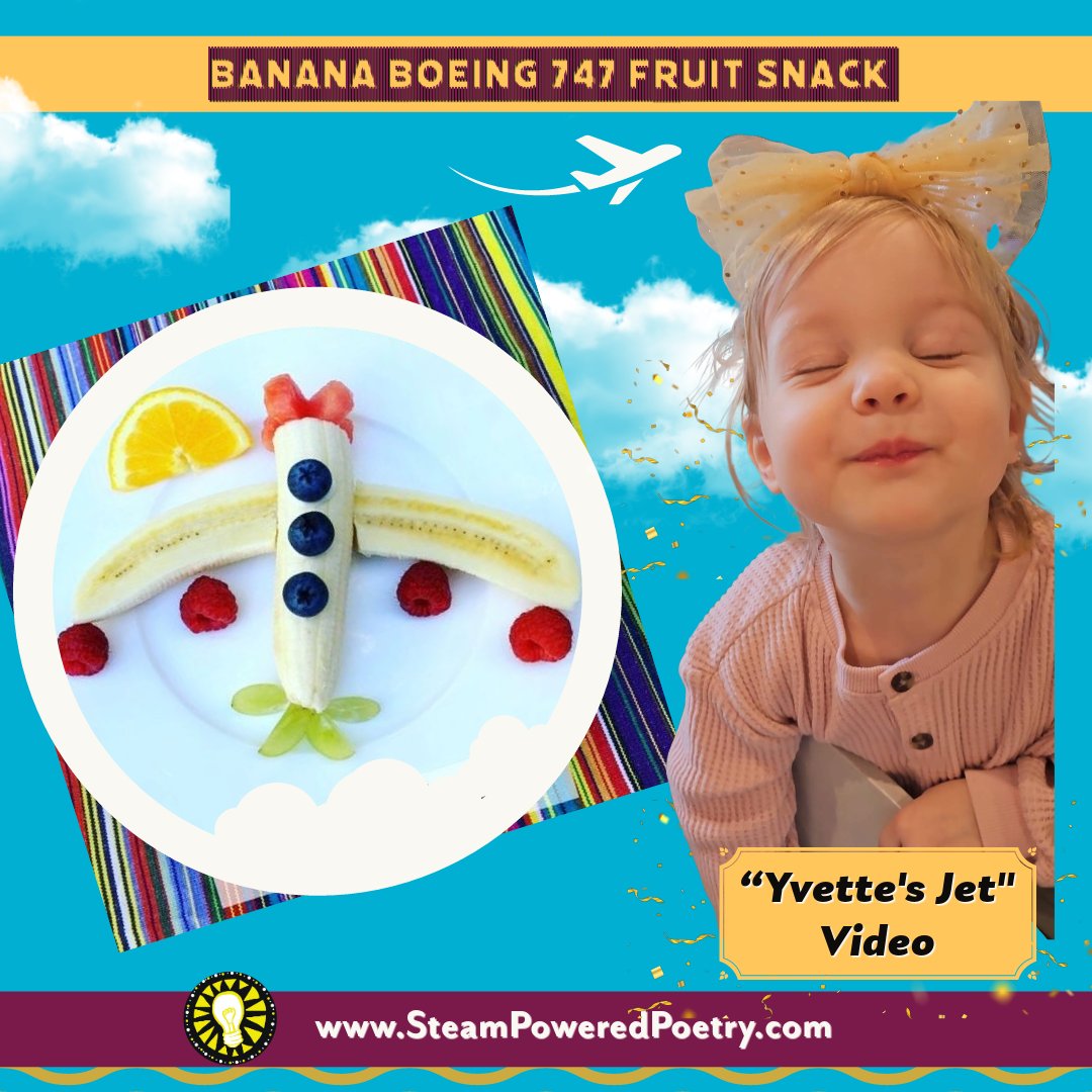 steampoweredpo1's tweet photo. This healthy & ap-peeling #snack is as fun to make as it is to eat! Watch our Wee Steamers #VIDEO , "Yvette’s Jet." Click CRAFT tab to download #recipe . BTW, this cutie is my granddaughter, Hailey!
👉 https://t.co/uSUpVz3Bna… #kids #kidsactivities #food #snacks #airplanefun https://t.co/fpzpEPvpq6