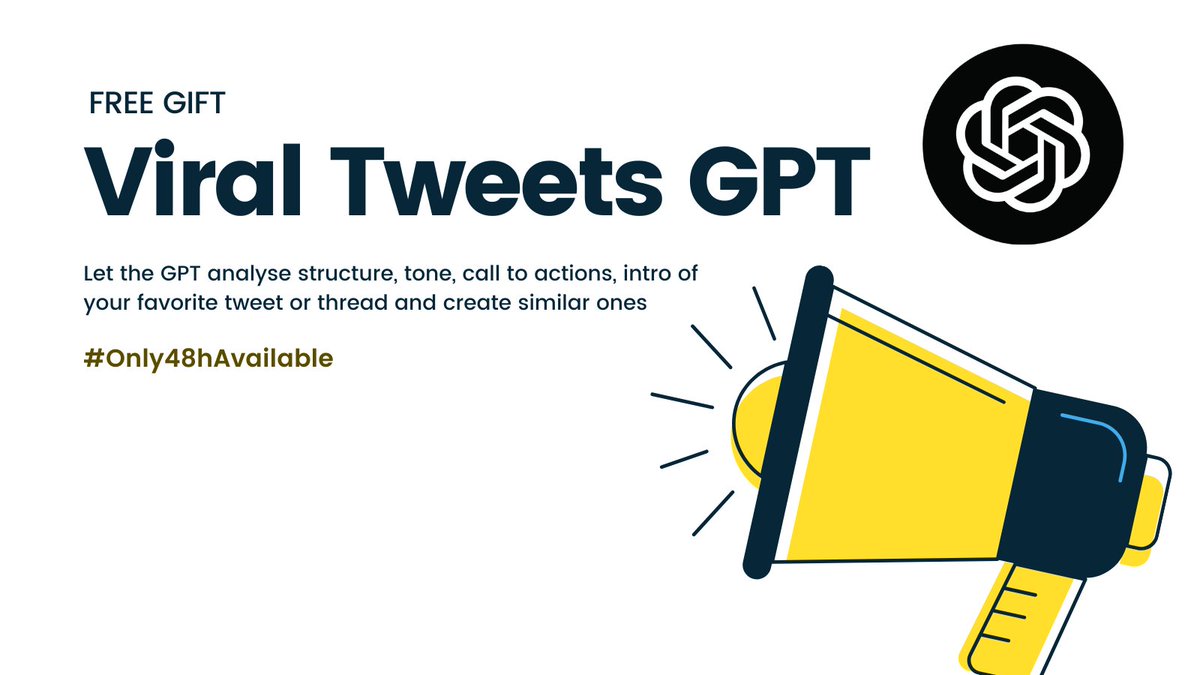 90% of people don’t know how to go Viral on Twitter (X)! That's why we built a GPT that: 

• You give a viral tweet or thread 
• GPT analyzes the structure, tone, call to action, and frame
• Then it can create a similar one for you or mimic the structure to create a different