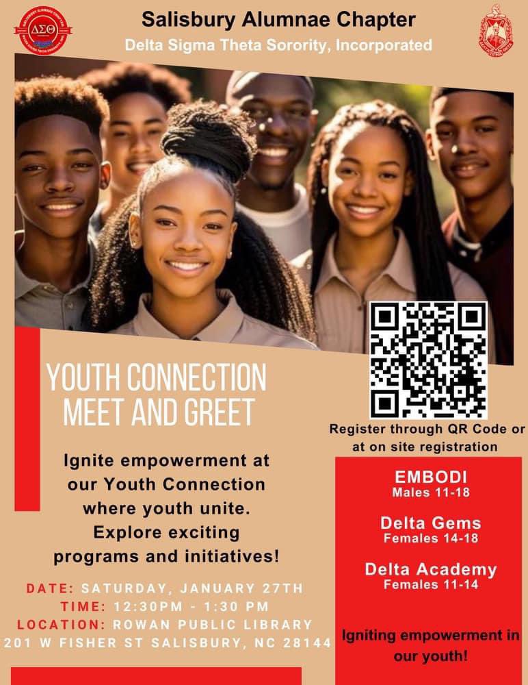 Holly_Lawson713's tweet image. “We will 👀 You” 
on Saturday January 27th 😊!

YOUTH CONNECTION 
MEET AND GREET ✍🏽

#DeltaAcademy #DeltaGEMS #EMBODI #DST111 #ThePowerofDST #ForwardWithFortitude #DST1913 #RowanCounty #SACDST #SensationalSAR #Salisbury #NorthCarolina