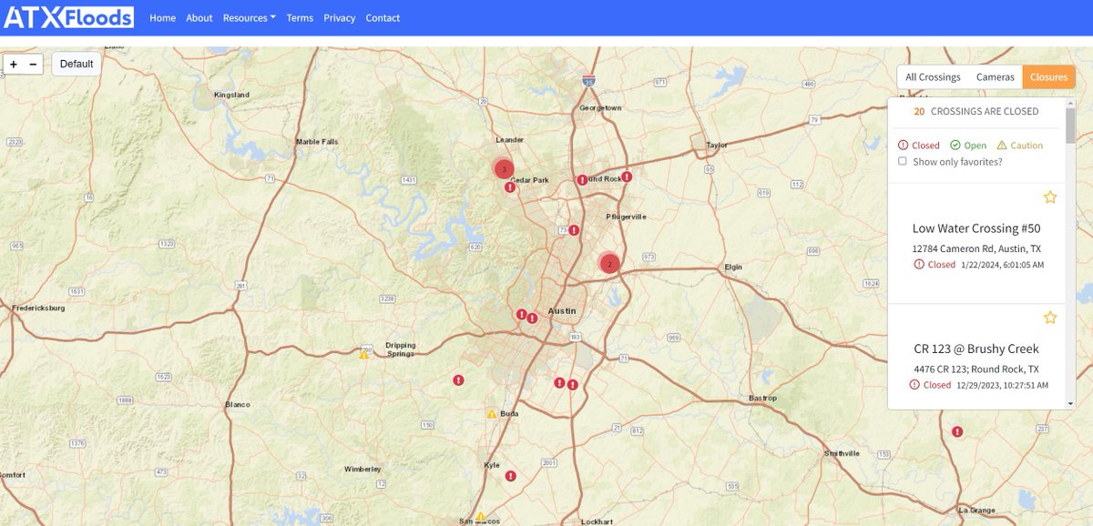 As of 6:30 am Monday, there are 20 closures per @ATXfloods. If you see water across a road, turn around, don't drown.
#atx #atxwx #txwx