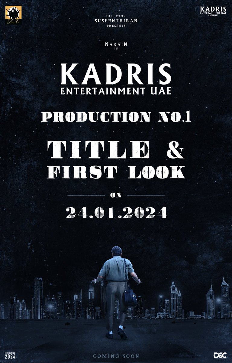 Really excited about this. Stay tuned. 🙂 @itsNarain #ProductionNo1 @KadrisEnt @Dir_Susi @bala_actor @kaaliactor @sshritha9 #Kaniha @karthikraj86168 @teamaimpr @decoffl