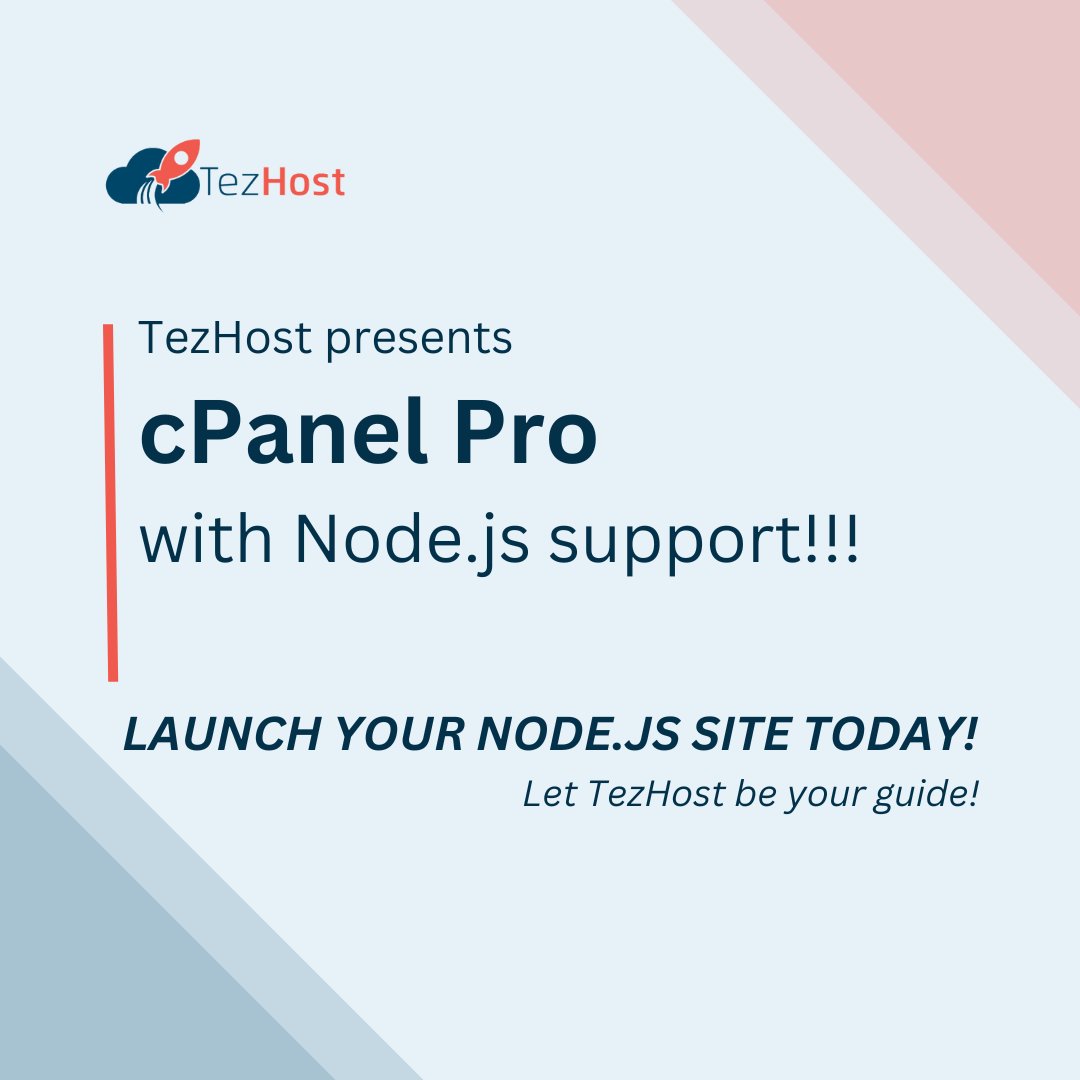 🌐 TezHost presents cPanel Pro with Node.js support! 🌐

🚀 LAUNCH YOUR NODE.JS SITE TODAY! Let TezHost be your guide! 🚀

👉 Learn More at tezhost.com/pro/

#TezHost #WebHosting #cPanelPro #NodeJS #WebsiteLaunch #HostingPlans #TechInnovation 💻🌐🚀