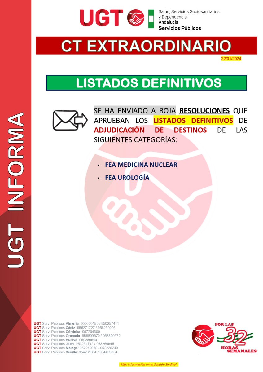 Ugt_A_Sanidad's tweet photo. ⏩📩 Envio a Boja:   𝗖𝗼𝗻𝗰𝘂𝗿𝘀𝗼 𝗘𝘅𝘁𝗿𝗮𝗼𝗿𝗱𝗶𝗻𝗮𝗿𝗶𝗼     
               📃 Listados Definitivos
       👉 FEA Medicina Nuclear 
       👉 FEA Urología

@UGT_SPANDALUCIA @UGT_Andalucia @UGT_SP 
#ugtsanidadandalucia #concurso #extraordinario #listados #definitivos https://t.co/kruKQrdc5N