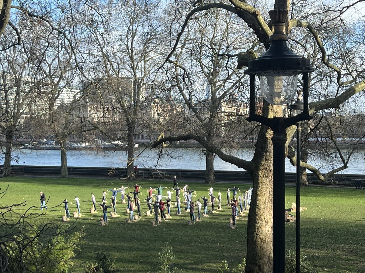 Scarecrow protest from @Riverford looks like a task from #TheTraitorsUK… surreal view from my office in Westminster! #GetFairAboutFarming @NFUtweets. #TheTraitors